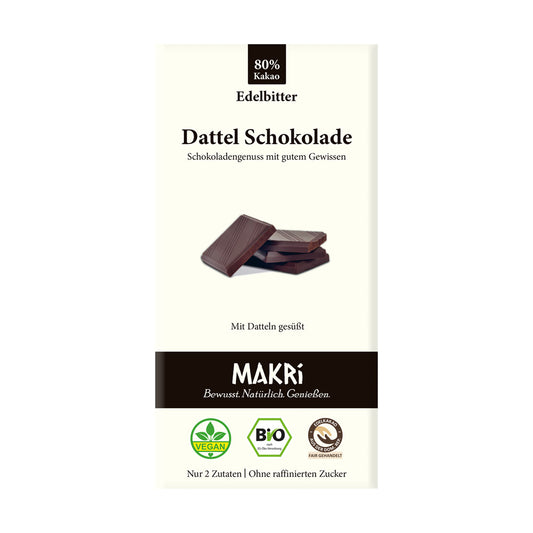 Bio Dattel Schokolade - Edelbitter 80% Kakao 85g